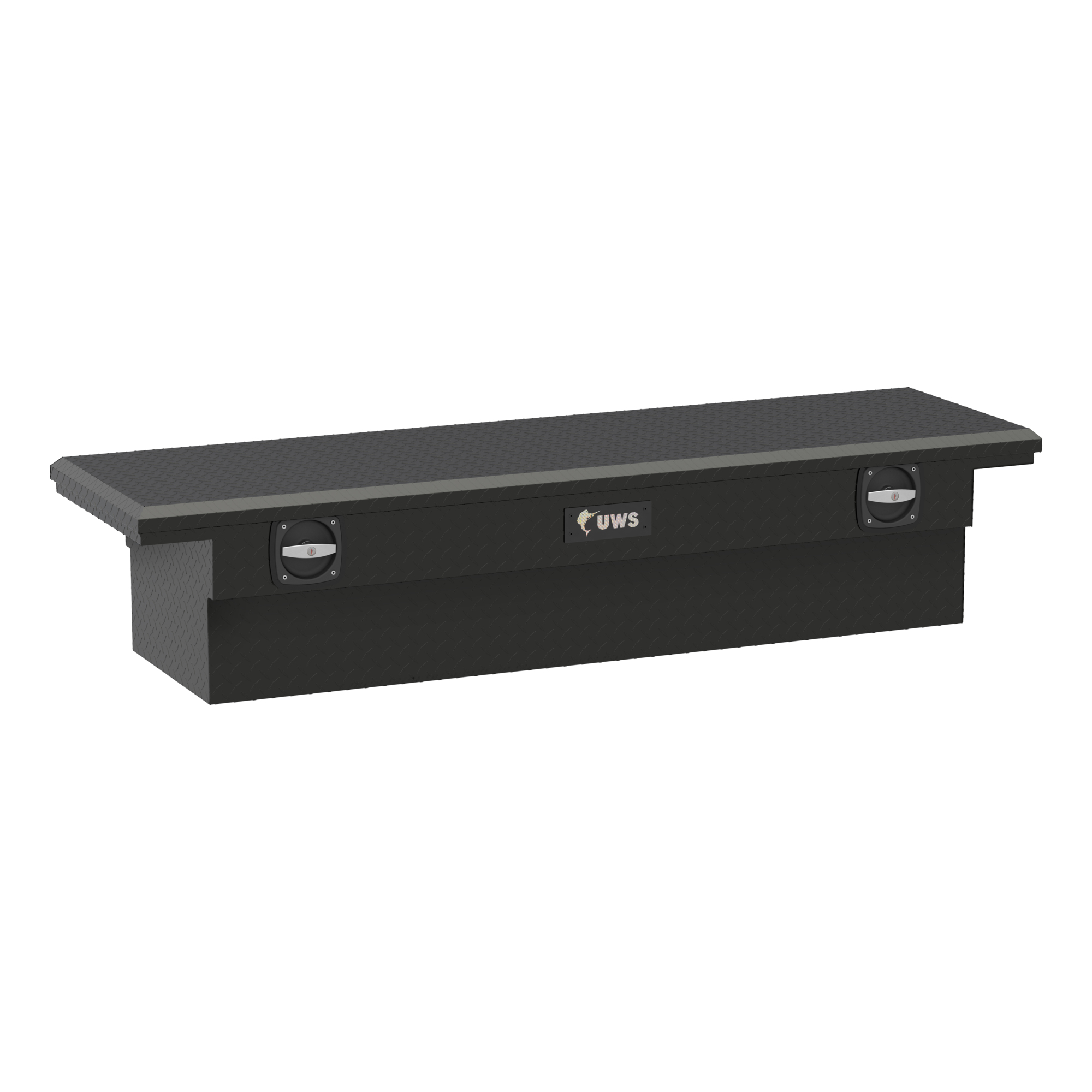 UWS, 69in. Secure Lock Crossover Truck Tool Box, Width 69.875 in, Material Aluminum, Color Finish Matte Black, Model# EC10013